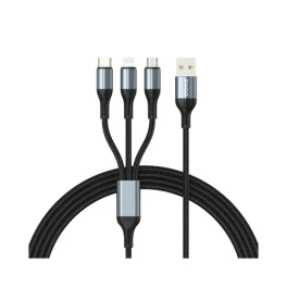 Bwoo BO-X274 USB Male to USB-C,Lightning & Micro-USB Male, 1.2 Meter, Black Charging & Data Cable