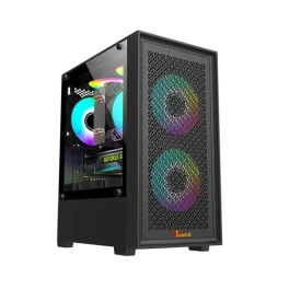 PC POWER DARK FLOW MESH X2 GAMING CASING BK WITH 3 ARGB FAN and 350W PSU