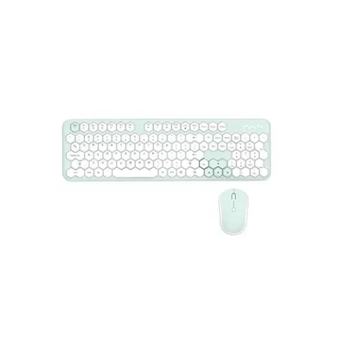  Mofii Geezer Honey S Wireless Keyboard Mouse Combo - (White-Green) 