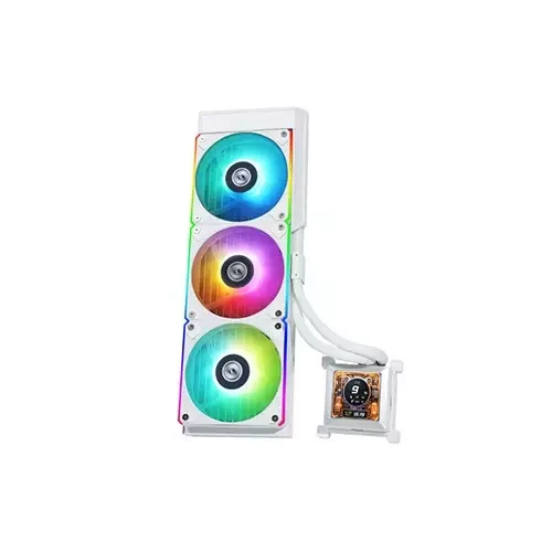  Lian Li HydroShift LCD 360R ARGB LCD Display AIO Liquid CPU Cooler (White) 