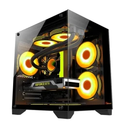 PC POWER OCEAN VIEW BK M-ATX GAMING CASING WITH 3 ARGB FAN