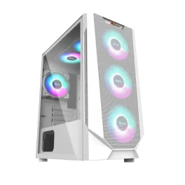 PC POWER PANZER Mesh White ATX Gaming Casing With 4 X ARGB Fan